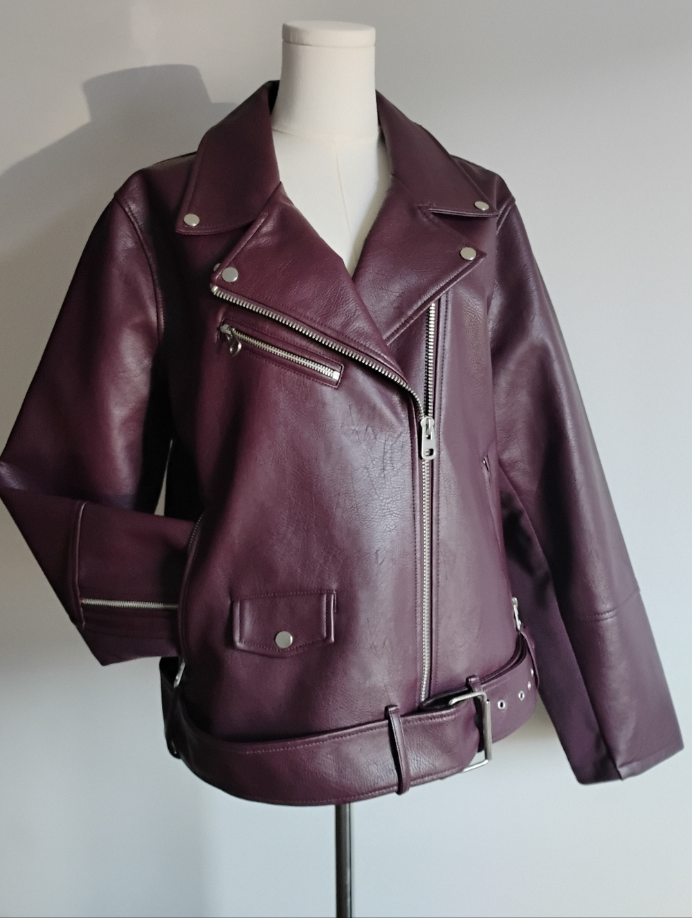 Women's Purple Faux Leather Moto Jacket